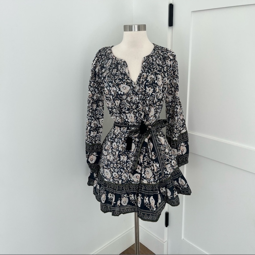 Cleobella Floral Mini Dress in Black and Cream
